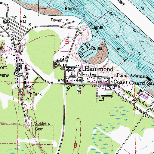 Topographic Map of Hammond, OR
