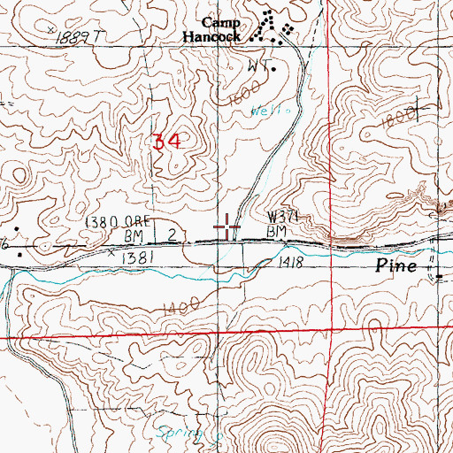 Topographic Map of Hancock Canyon, OR