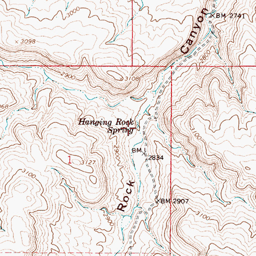 Topographic Map of Hanging Rock Spring, OR