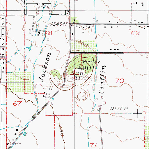 Topographic Map of Hanley Hill, OR