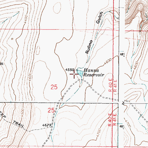 Topographic Map of Hanna Reservoir, OR
