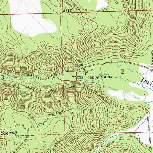 Topographic Map of Happy Camp Recreation Site, OR