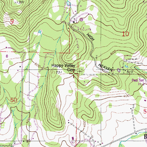 Topographic Map of Happy Valley Cemetery, OR