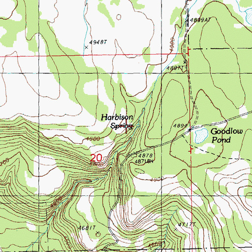 Topographic Map of Harbison Spring, OR