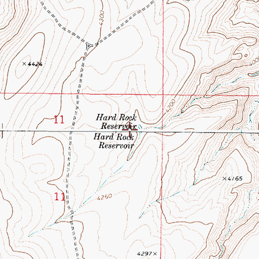 Topographic Map of Hard Rock Reservoir, OR