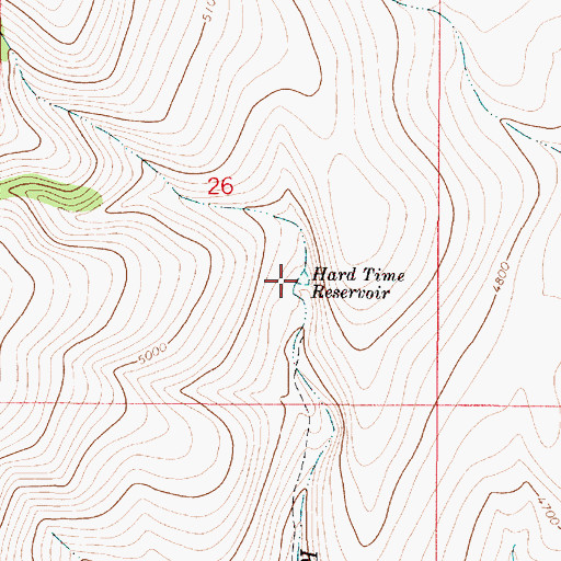 Topographic Map of Hard Time Reservoir, OR