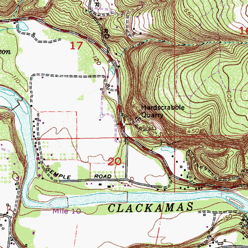 Topographic Map of Hardscrabble Quarry, OR