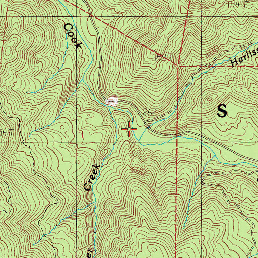 Topographic Map of Harliss Creek, OR