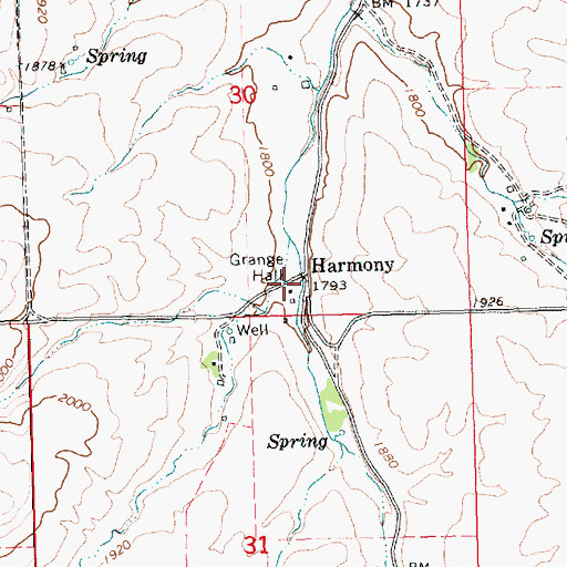 Topographic Map of Harmony, OR