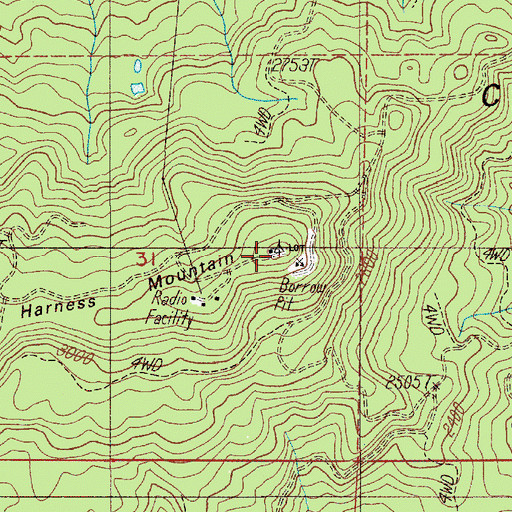 Topographic Map of Harness Mountain, OR