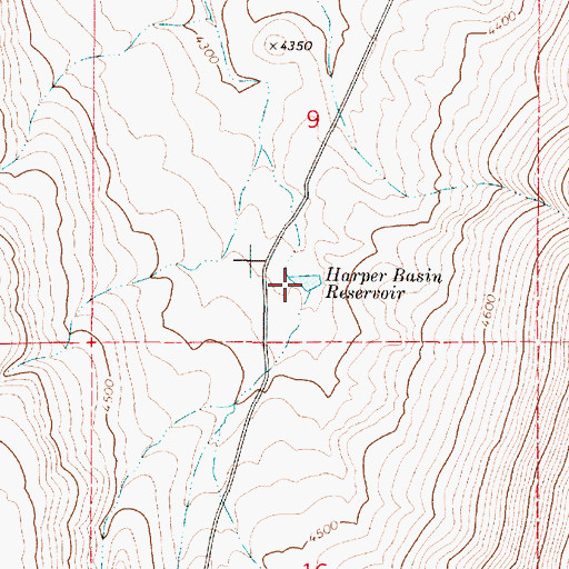 Topographic Map of Harper Basin Reservoir, OR