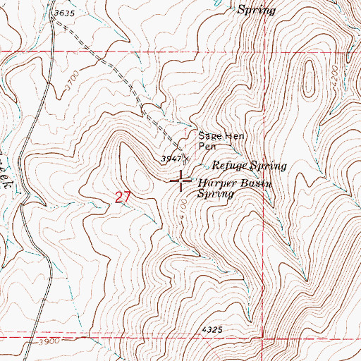 Topographic Map of Harper Basin Spring, OR