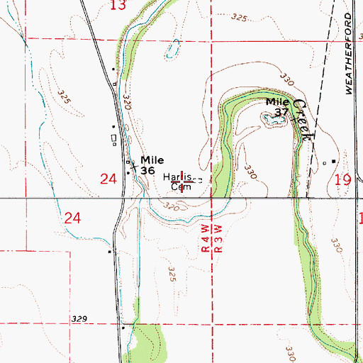 Topographic Map of Harris Cemetery, OR