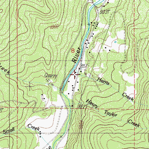 Topographic Map of Harris Creek, OR