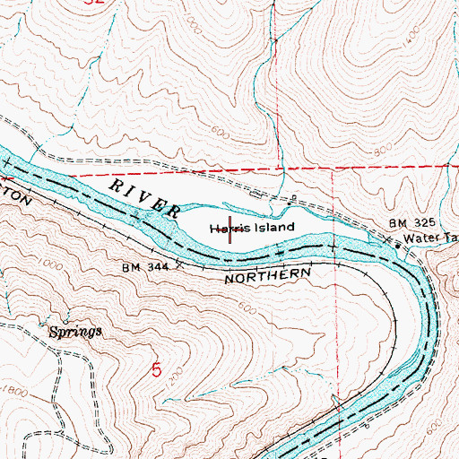 Topographic Map of Harris Island, OR