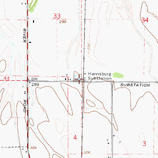 Topographic Map of Harrisburg Substation, OR