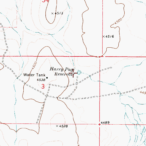 Topographic Map of Harry Page Reservoir, OR