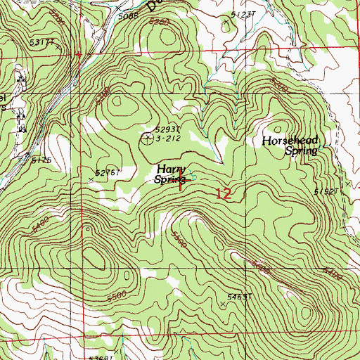 Topographic Map of Harry Spring, OR