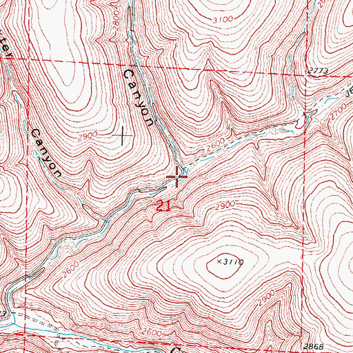 Topographic Map of Harshman Canyon, OR