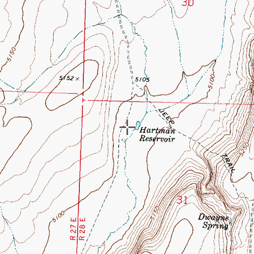 Topographic Map of Hartman Reservoir, OR