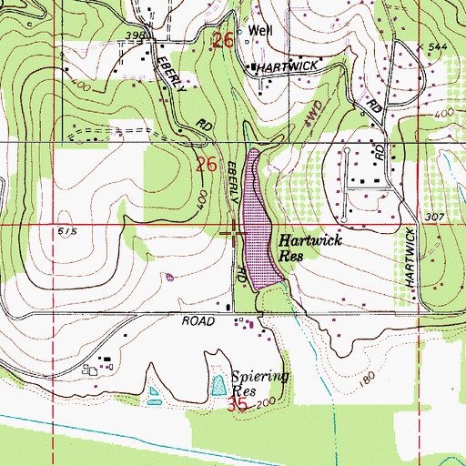 Topographic Map of Hartwick Reservoir, OR
