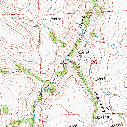 Topographic Map of Harvey Canyon, OR