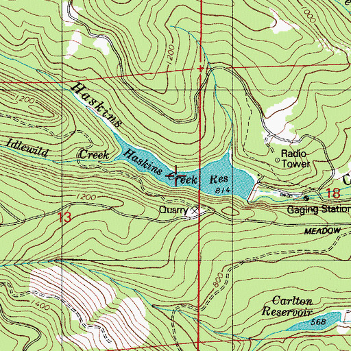 Topographic Map of Haskins Creek Reservoir, OR