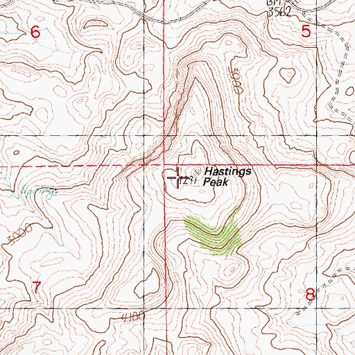 Topographic Map of Hastings Peak, OR