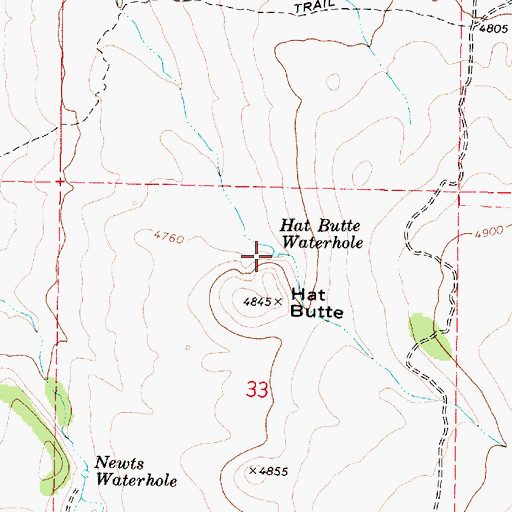 Topographic Map of Hat Butte Waterhole, OR