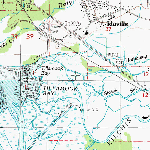 Topographic Map of Hathaway Slough, OR