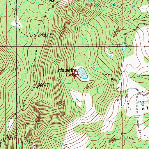 Topographic Map of Hawkins Lake, OR