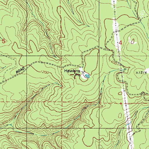 Topographic Map of Hawkins Pit, OR