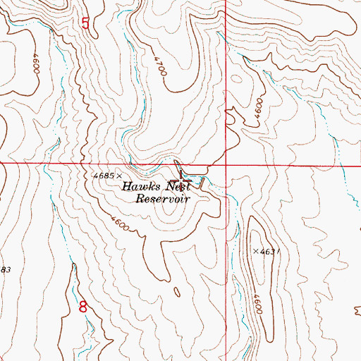Topographic Map of Hawks Nest Reservoir, OR