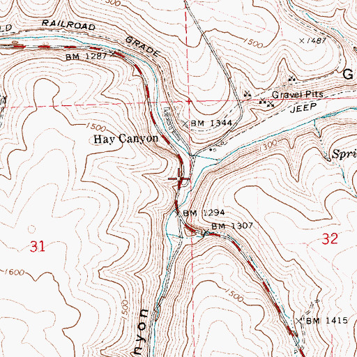 Topographic Map of Hay Canyon, OR