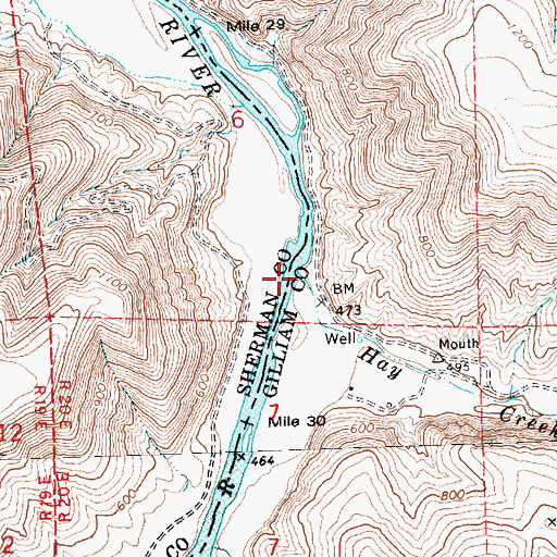 Topographic Map of Hay Creek, OR