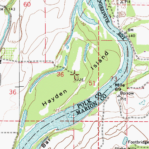 Topographic Map of Hayden Island, OR