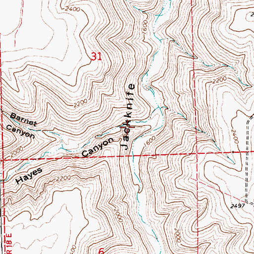 Topographic Map of Hayes Canyon, OR