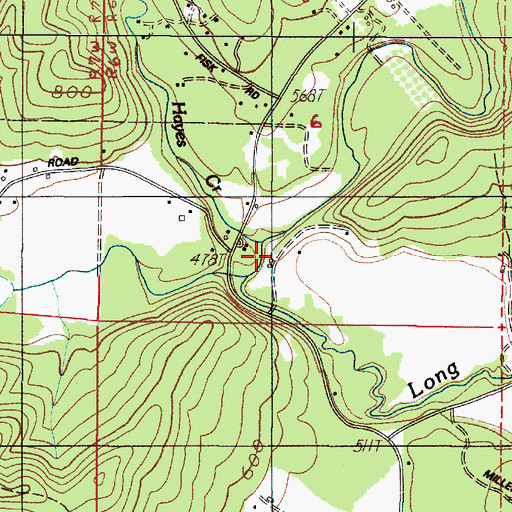 Topographic Map of Hayes Creek, OR