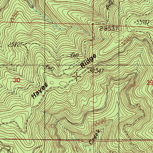 Topographic Map of Hayes Ridge, OR