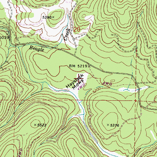Topographic Map of Haystack Meadows, OR