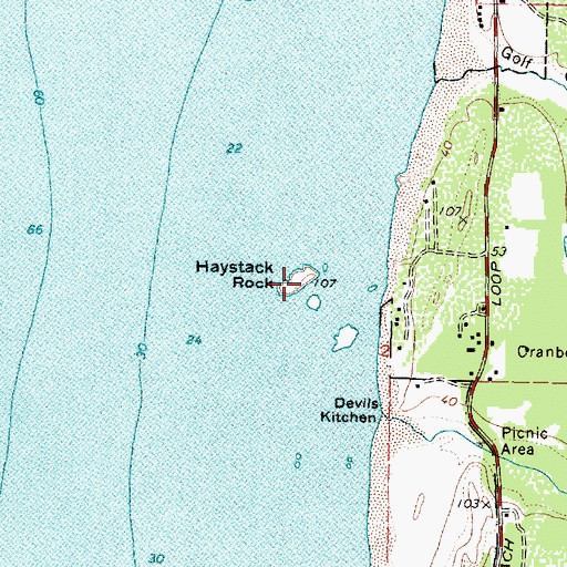 Topographic Map of Haystack Rock, OR
