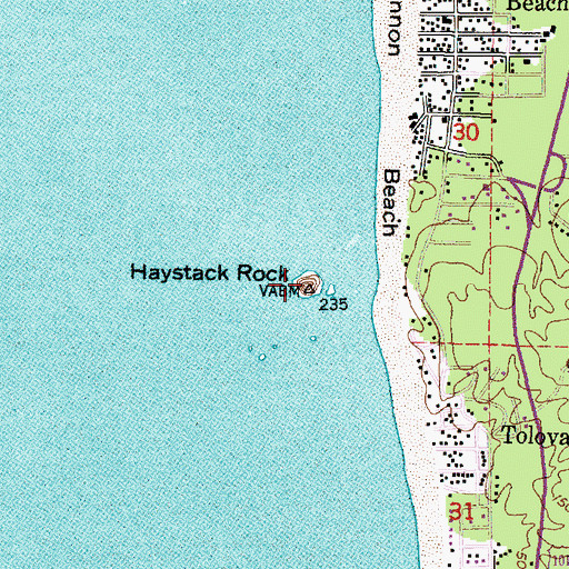 Topographic Map of Haystack Rock, OR