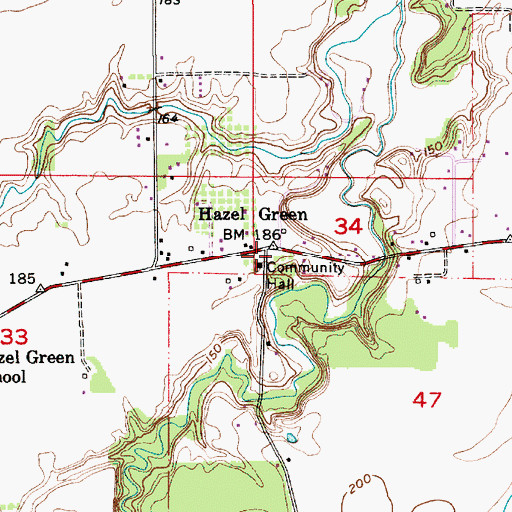Topographic Map of Hazel Green, OR