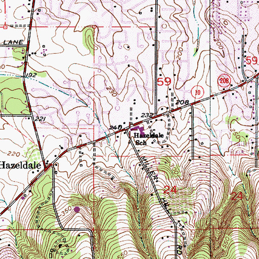 Topographic Map of Hazeldale Elementary School, OR