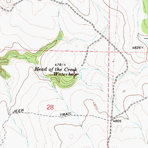 Topographic Map of Head of the Creek Waterhole, OR
