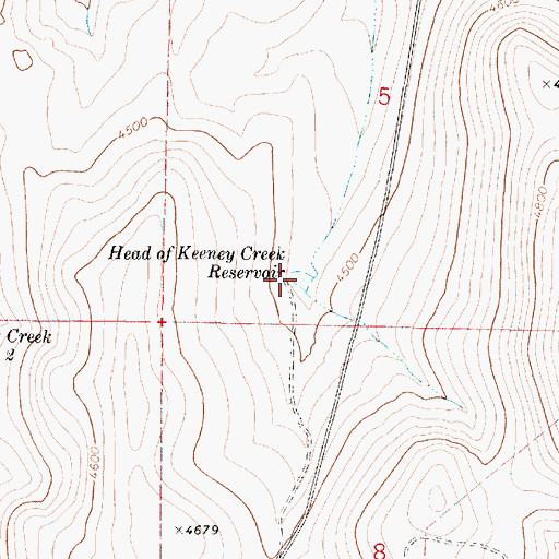 Topographic Map of Head of Keeney Creek Reservoir, OR