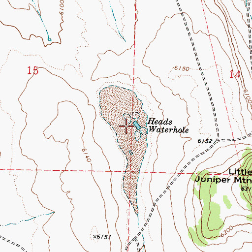 Topographic Map of Heads Waterhole, OR