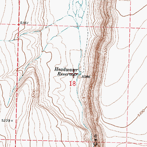 Topographic Map of Headwater Reservoir, OR