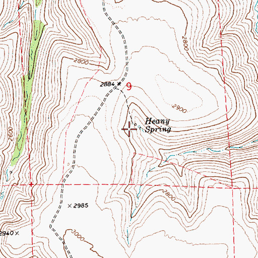 Topographic Map of Heany Spring, OR
