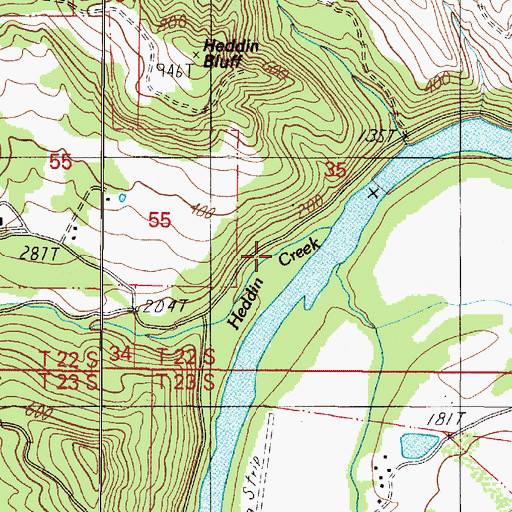 Topographic Map of Heddin Creek, OR